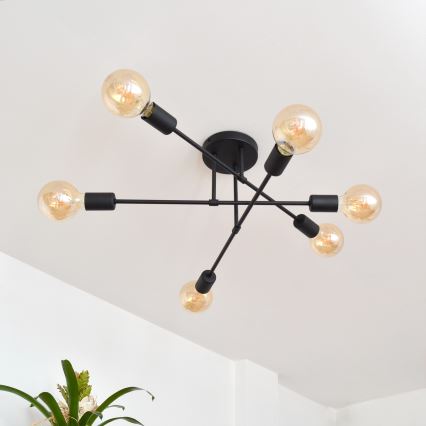 LED plafonski luster CAMBRIDGE 6xE27/8W/230V crna