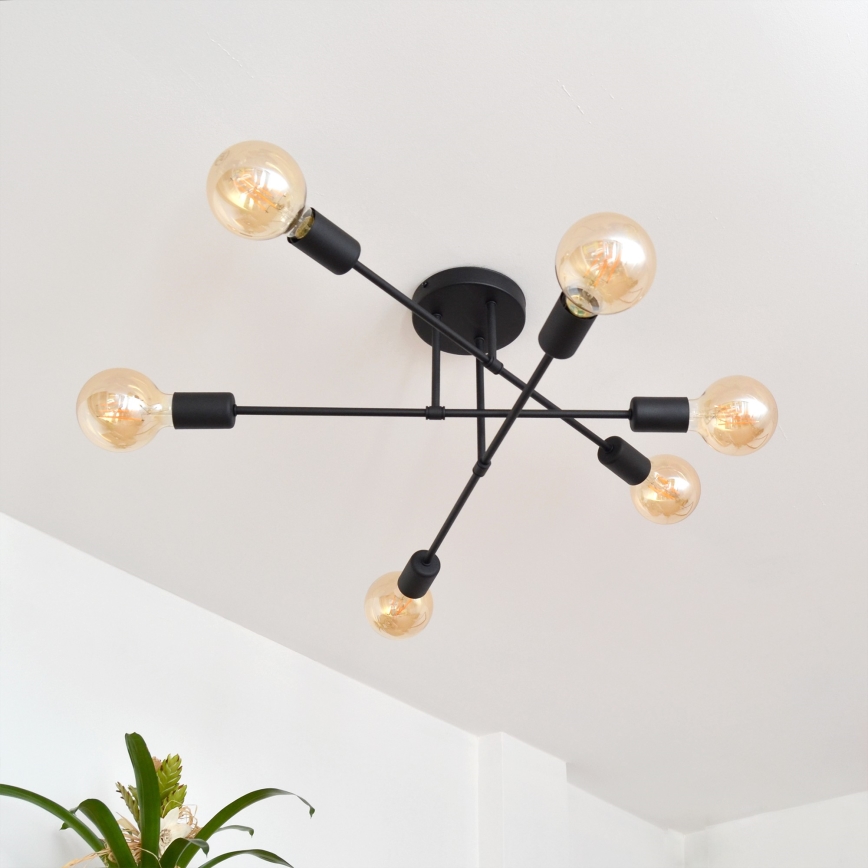 LED plafonski luster CAMBRIDGE 6xE27/8W/230V crna