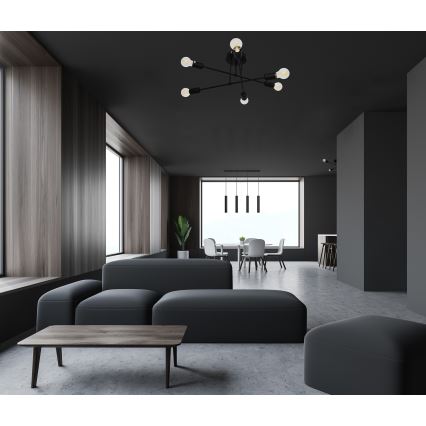 LED plafonski luster CAMBRIDGE 6xE27/8W/230V crna