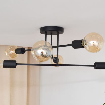 LED plafonski luster CAMBRIDGE 6xE27/8W/230V crna