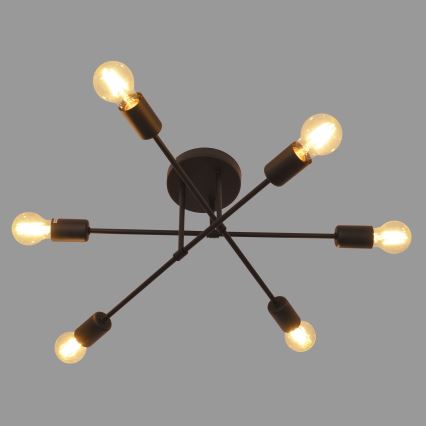 LED plafonski luster CAMBRIDGE 6xE27/8W/230V crna