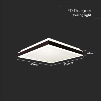 LED plafonsko svetlo 18W, 230V, 4000K, 35x35 cm, crno