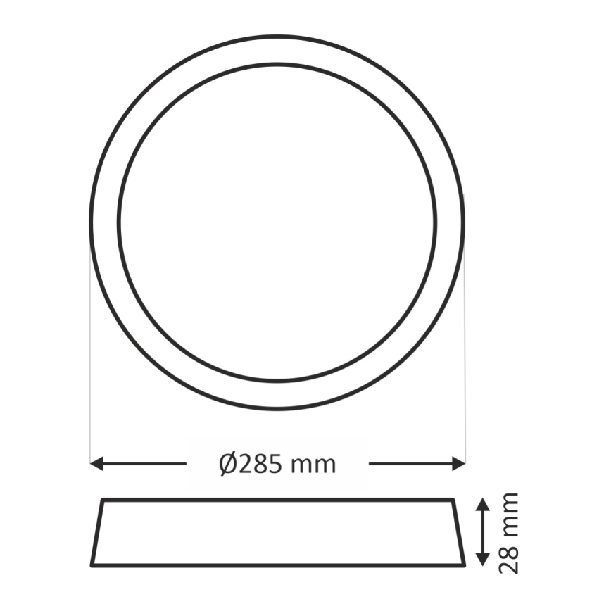 LED plafonsko svetlo 24W/230V, 4200K, prečnik 28,5 cm, belo