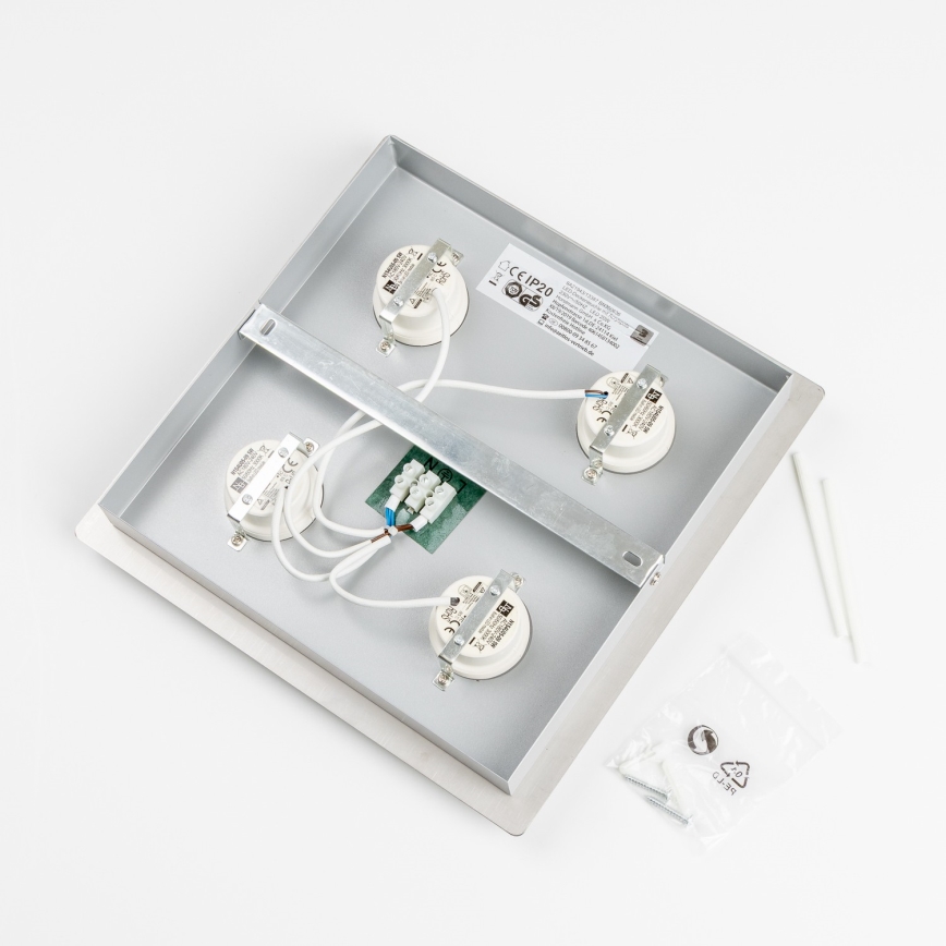 LED plafonsko svetlo 4xLED/5W/230V 3000K 28x28 cm mat hrom