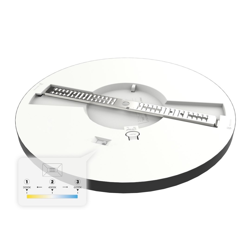LED plafonsko svetlo EVORA LED/24W/230V 3000/4000/6000K fi 30 cm crno