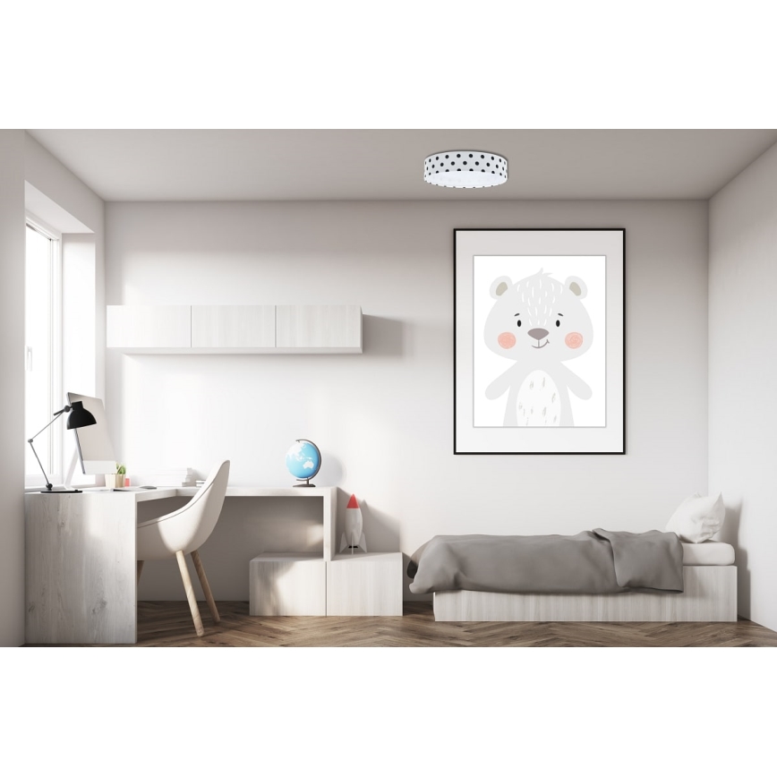 LED Dečije plafonsko svetlo GALAXY KIDS LED/24W/230V sa tačkicama bela/crna