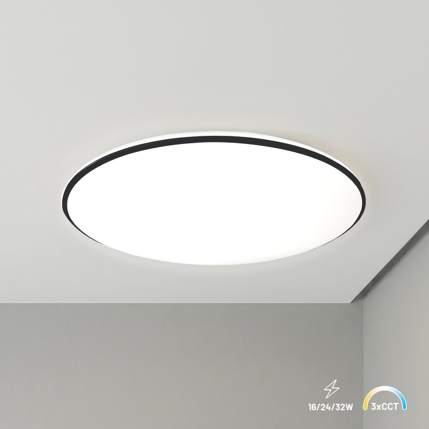 LED plafonsko svetlo HUGO, 16/24/32W, 230V, 3000/4000/6500K, prečnik 37 cm, IP54, crno