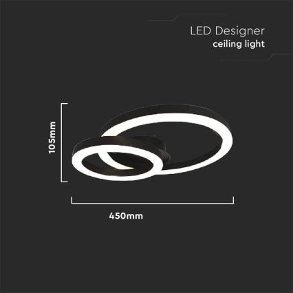 LED plafonsko svetlo LED/20W/230V 3000K crna