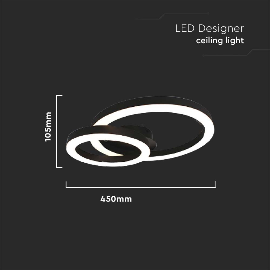 LED plafonsko svetlo LED/20W/230V 3000K crna