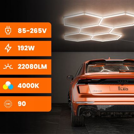 LED plafonsko svetlo HEXAGON LED/240W/85-265V 4000K 298x209 cm CRI 90 IP44 belo