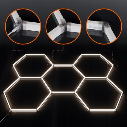 LED plafonsko svetlo HEXAGON LED/240W/85-265V 4000K 298x209 cm CRI 90 IP44 belo