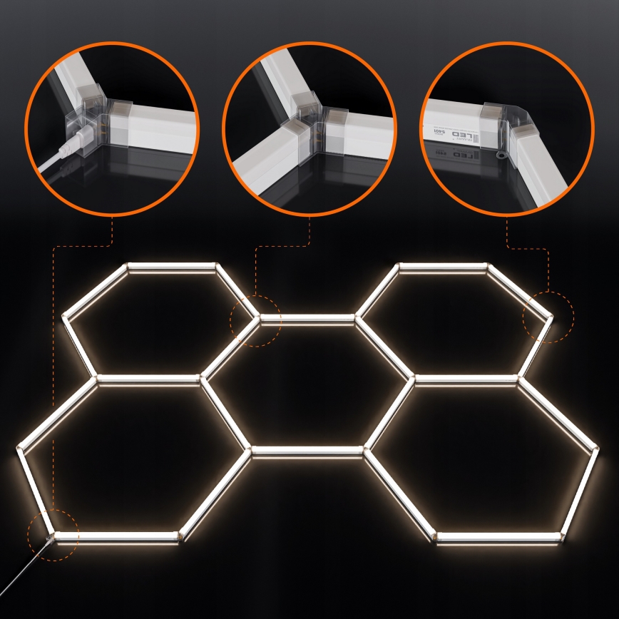 LED plafonsko svetlo HEXAGON LED/240W/85-265V 4000K 298x209 cm CRI 90 IP44 belo