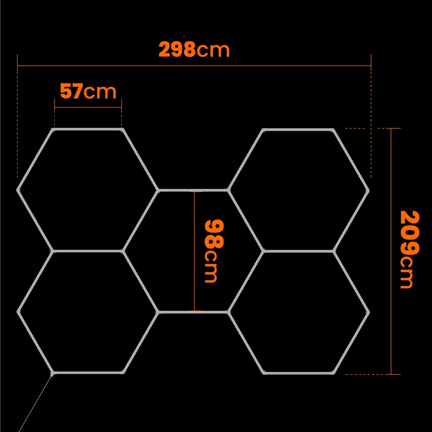 LED plafonsko svetlo HEXAGON LED/240W/85-265V 6500K 298x209 cm CRI 90 IP44 bela