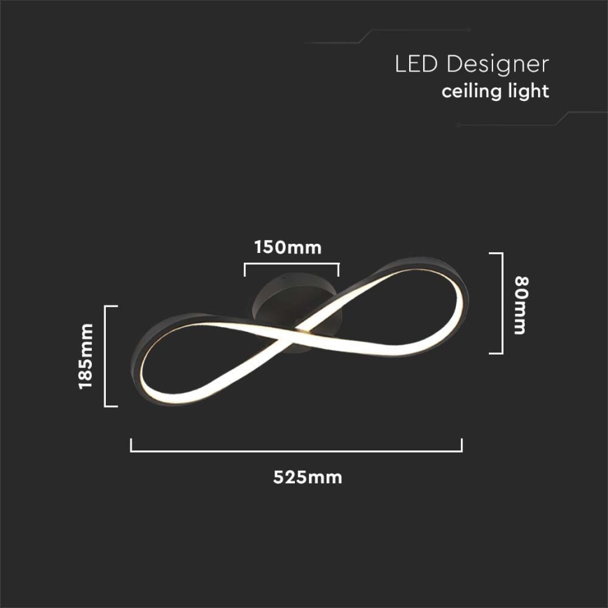 LED plafonsko svetlo LED/24W/230V 3000K crno