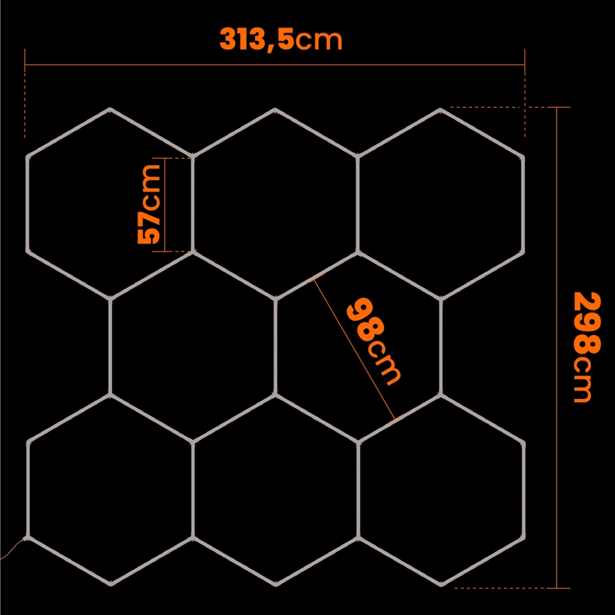 LED Plafonsko svetlo HEXAGON LED/350W/85-265V 6500K 313x298 cm CRI 90 IP44 belo