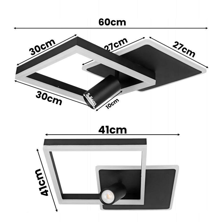 LED plafonsko svetlo LED/38W/230V + 1xGU10/30W crno