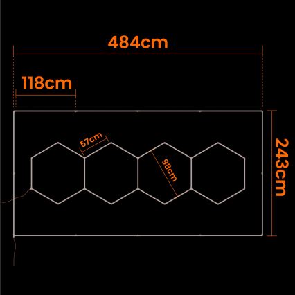LED plafonsko svetlo HEXAGON LED/426W/85-265V 6500K 484x243 cm CRI 90 IP44 belo