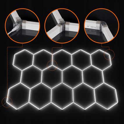 LED plafonsko svetlo HEXAGON LED/570W/85-265V 4000K 522x298 cm CRI 90 IP44 belo