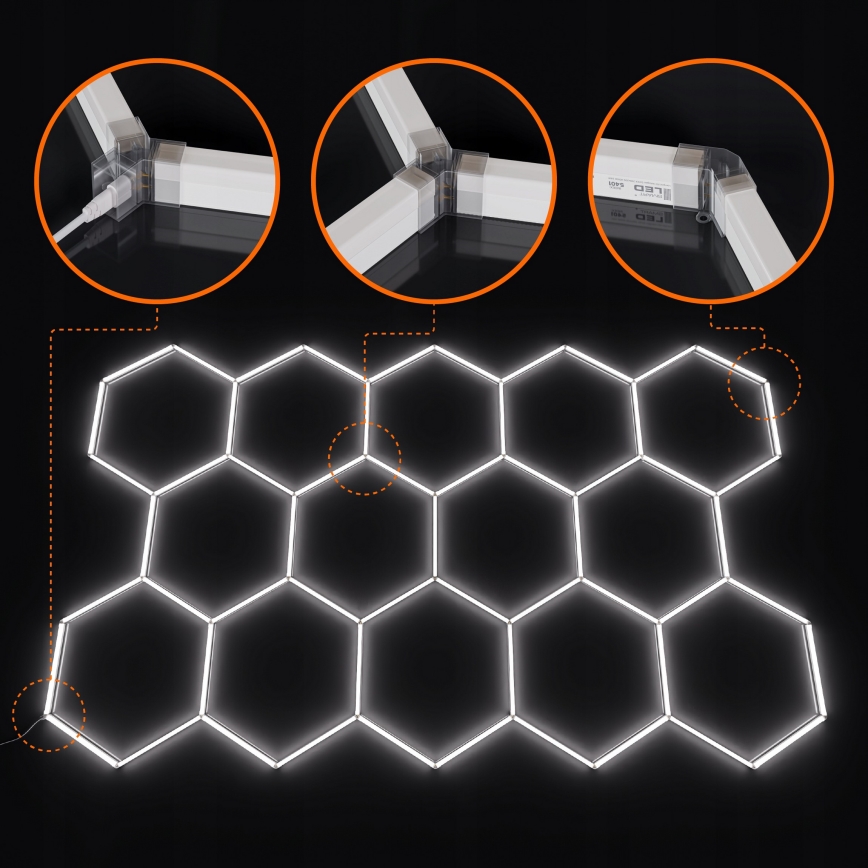 LED plafonsko svetlo HEXAGON LED/570W/85-265V 4000K 522x298 cm CRI 90 IP44 belo