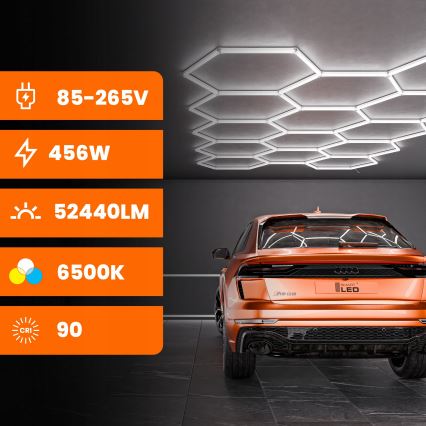 LED plafonsko svetlo HEXAGON LED/570W/85-265V 6500K 522x298 cm CRI 90 IP44 bela