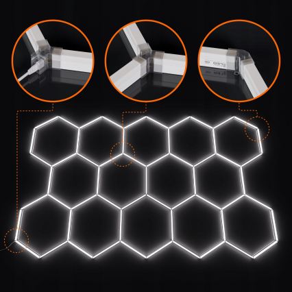 LED plafonsko svetlo HEXAGON LED/570W/85-265V 6500K 522x298 cm CRI 90 IP44 bela
