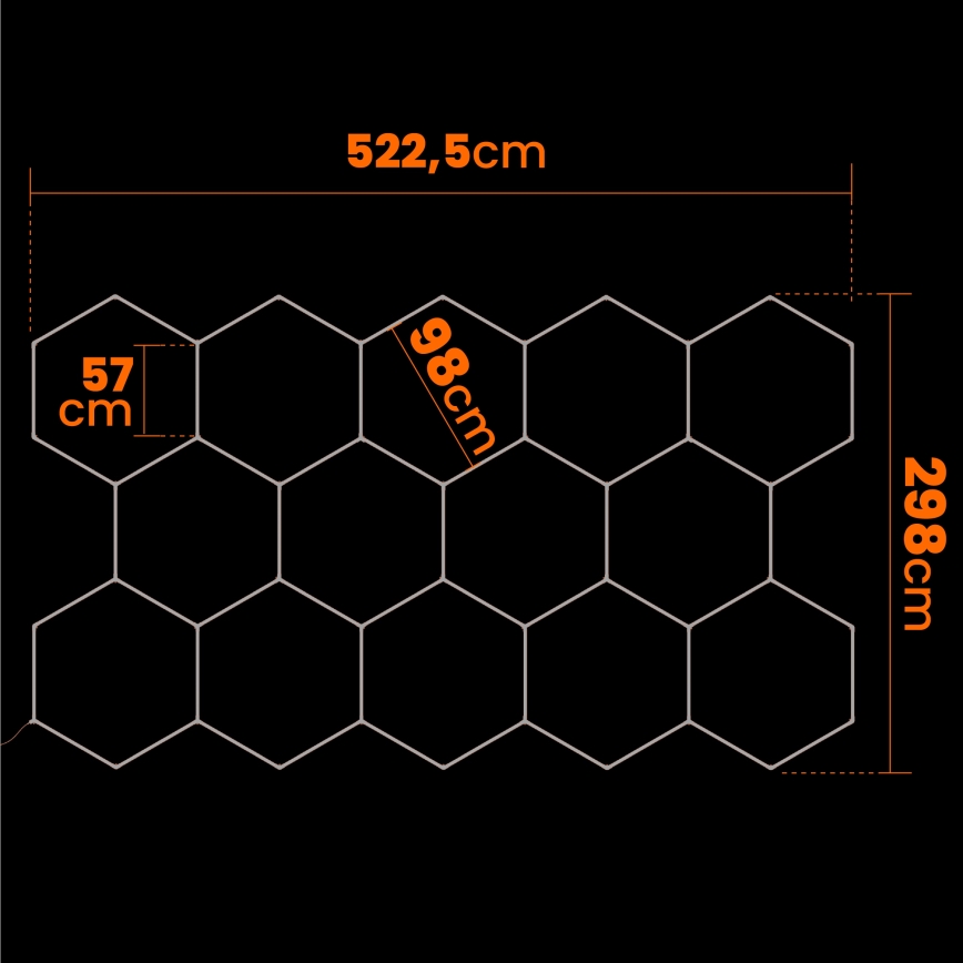 LED plafonsko svetlo HEXAGON LED/570W/85-265V 6500K 522x298 cm CRI 90 IP44 bela