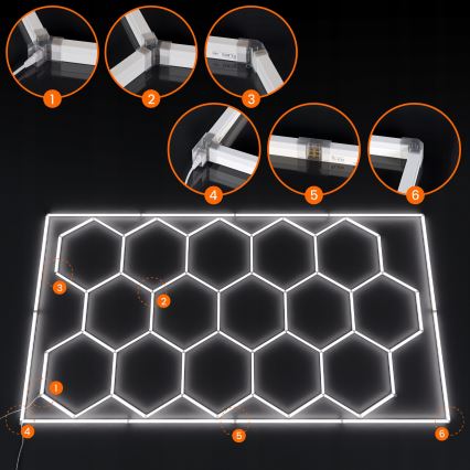 LED plafonsko svetlo HEXAGON LED/696W/85-265V 6500K 484x243 cm CRI 90 IP44 belo