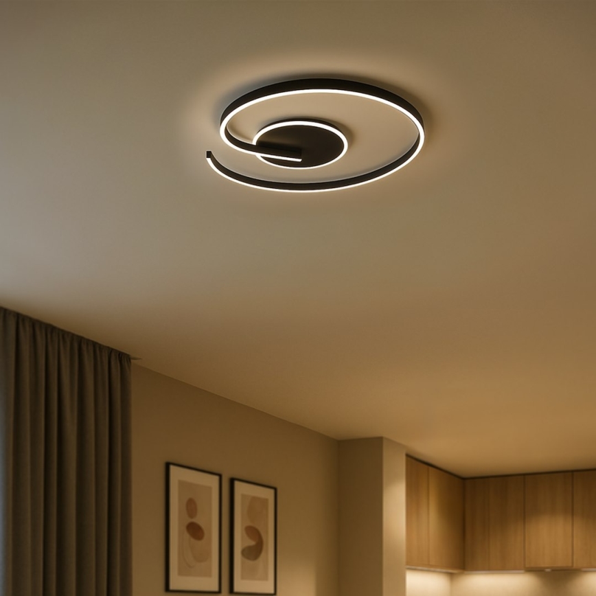 LED plafonsko svetlo LORENZO LED/22W/230V, prečnik 50 cm, crno