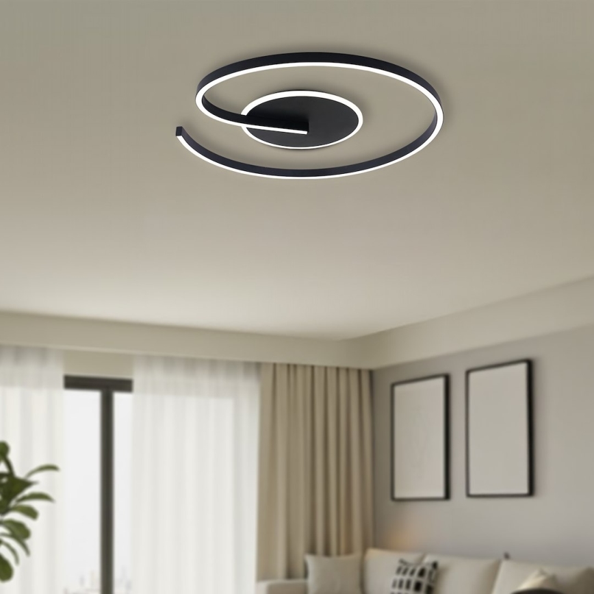 LED plafonsko svetlo LORENZO LED/22W/230V, prečnik 50 cm, crno