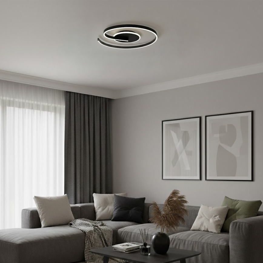LED plafonsko svetlo LORENZO LED/22W/230V, prečnik 50 cm, crno