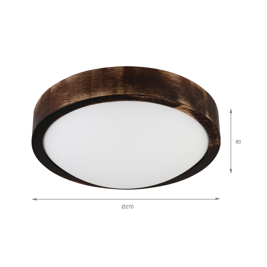 LED plafonsko svetlo OAK SMOKY SLIM LED/20W/230V 4000K prečnik 27 cm hrast/tamno braon