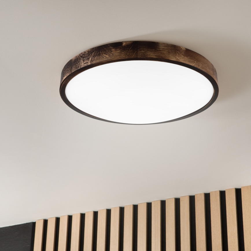 LED plafonsko svetlo OAK SMOKY SLIM LED/36W/230V 4000K prečnik 47 cm hrast/tamno braon