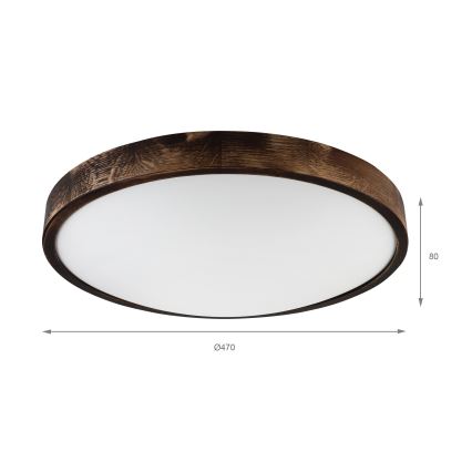 LED plafonsko svetlo OAK SMOKY SLIM LED/36W/230V 4000K prečnik 47 cm hrast/tamno braon