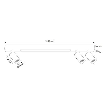 LED plafonsko svetlo PARIS LED/24W/230V + 3xGU10/10W crno