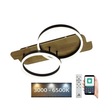 LED plafonsko svetlo, prigušiva, LED/70W/230V 3000-6500K, hrast + daljinski upravljač