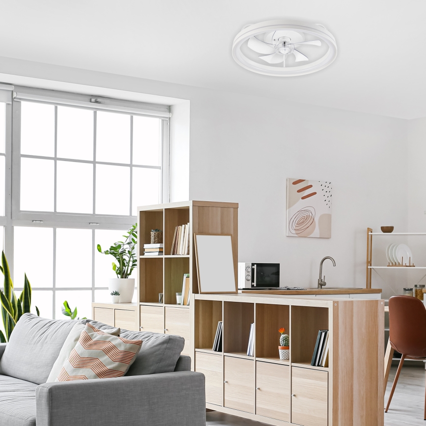 LED prigušiva stropna svetiljka sa ventilatorom FARGO LED/37W/230V bela + daljinski upravljač