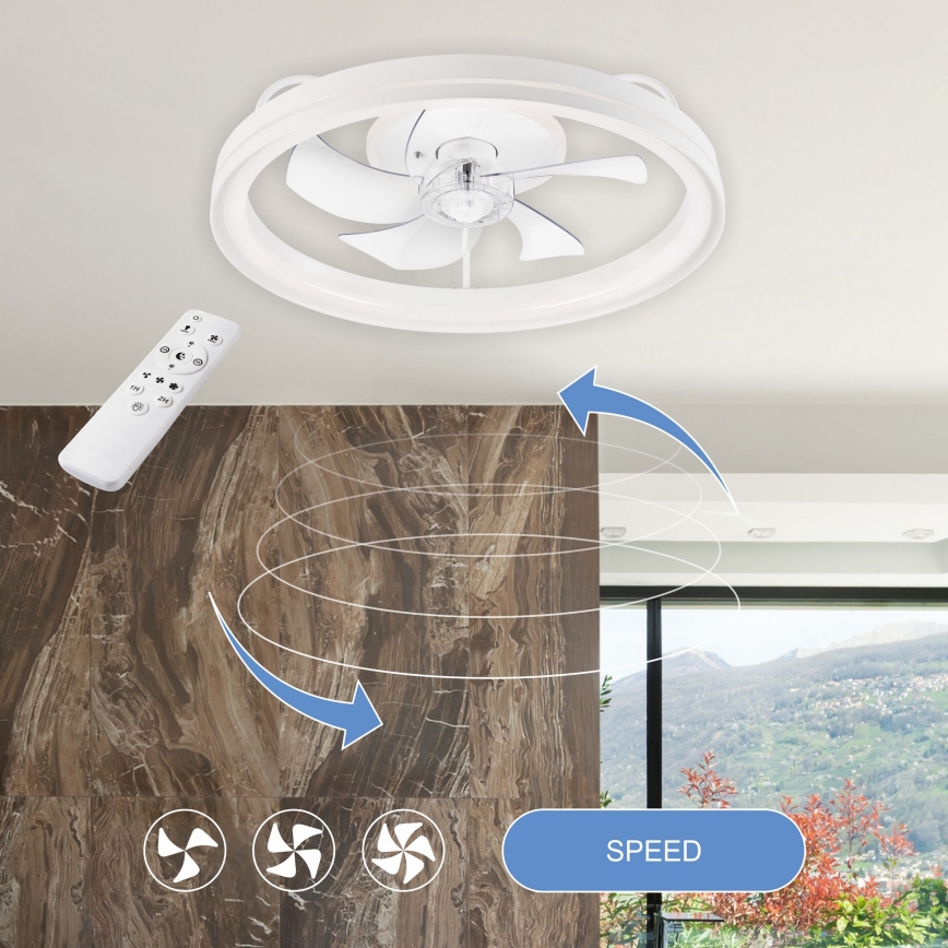 LED prigušiva stropna svetiljka sa ventilatorom FARGO LED/37W/230V bela + daljinski upravljač