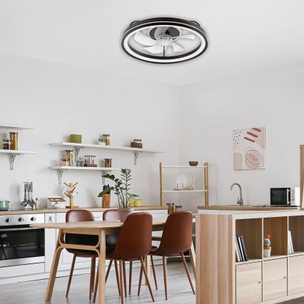LED prigušiva stropna svetiljka sa ventilatorom FARGO LED/37W/230V crna + daljinski upravljač