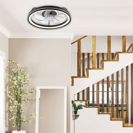 LED prigušiva stropna svetiljka sa ventilatorom FARGO LED/37W/230V crna + daljinski upravljač