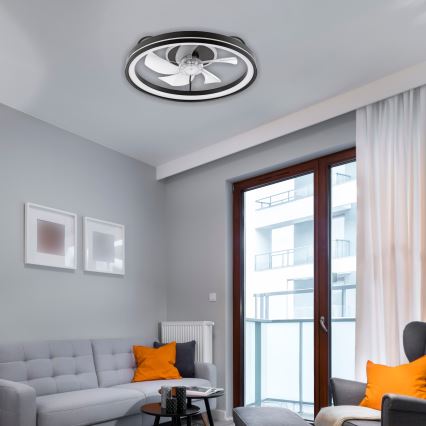 LED prigušiva stropna svetiljka sa ventilatorom FARGO LED/37W/230V crna + daljinski upravljač