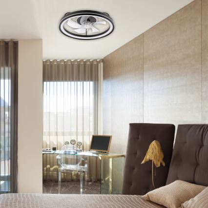 LED prigušiva stropna svetiljka sa ventilatorom FARGO LED/37W/230V crna + daljinski upravljač
