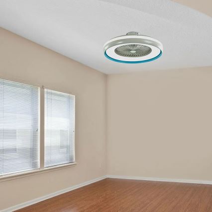 LED plafonska svetiljka sa ventilatorom LED/45W/230V 3000/4000/6500K plava + daljinski upravljač