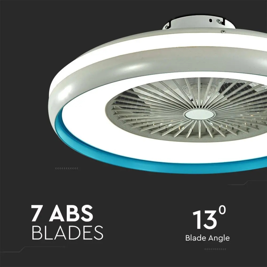 LED plafonska svetiljka sa ventilatorom LED/45W/230V 3000/4000/6500K plava + daljinski upravljač