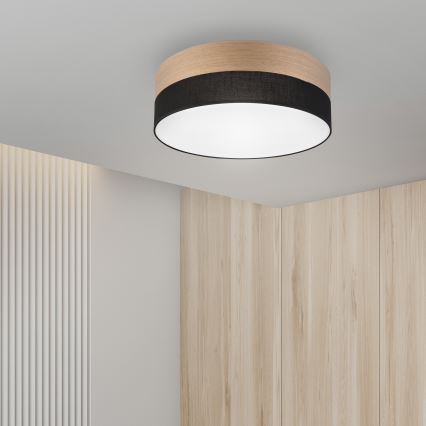 LED plafonsko svetlo SIRJA WOOD LED/36W/230V prečnika 45 cm crna/hrast