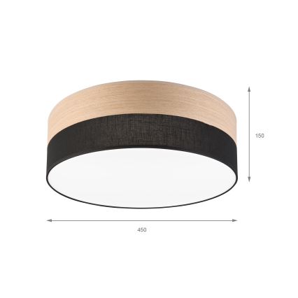 LED plafonsko svetlo SIRJA WOOD LED/36W/230V prečnika 45 cm crna/hrast
