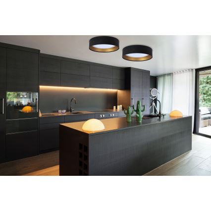 LED prigušiva plafonska svetiljka SMART GALAXY LED/24W/230V prečnik 45 cm 2700-6500K Wi-Fi Tuya crna/zlatna + daljinski upravljač