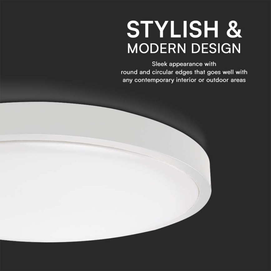 LED plafonsko svetlo za kupatilo, 36W, 230V, 3000K, IP44, prečnik 35 cm, bela