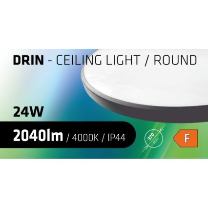 LED plafonsko svetlo za kupatilo CIRCLE LED/24W/230V 4000K prečnik 37 cm IP44 crno