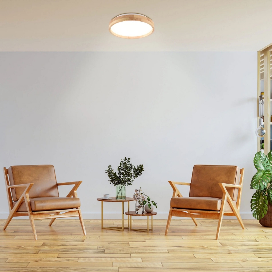 LED drveno plafonsko svetlo za kupatilo LED/12W/230V Ø 27 cm IP44 hrast