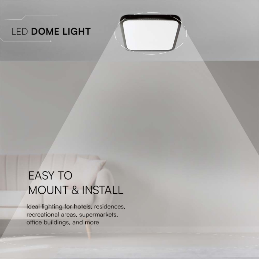 LED plafonsko svetlo za kupatilo LED/18W/230V 6500K IP44 25x25 cm crna